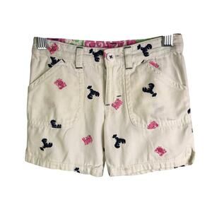Lilly Pulitzer Shorts‎ Girls Size 4 White Embroidered Lobster Adjustable Waist